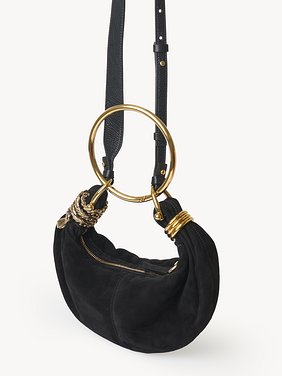 Small Bracelet hobo bag in suede leather Suede goatskin with snake ornament
Black Product detail