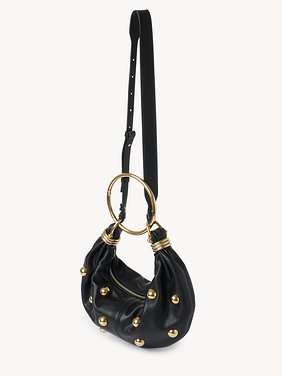 Small Bracelet Hobo bag in grained leather with studs Shiny grained calfskin with oversized studs
Black Product detail