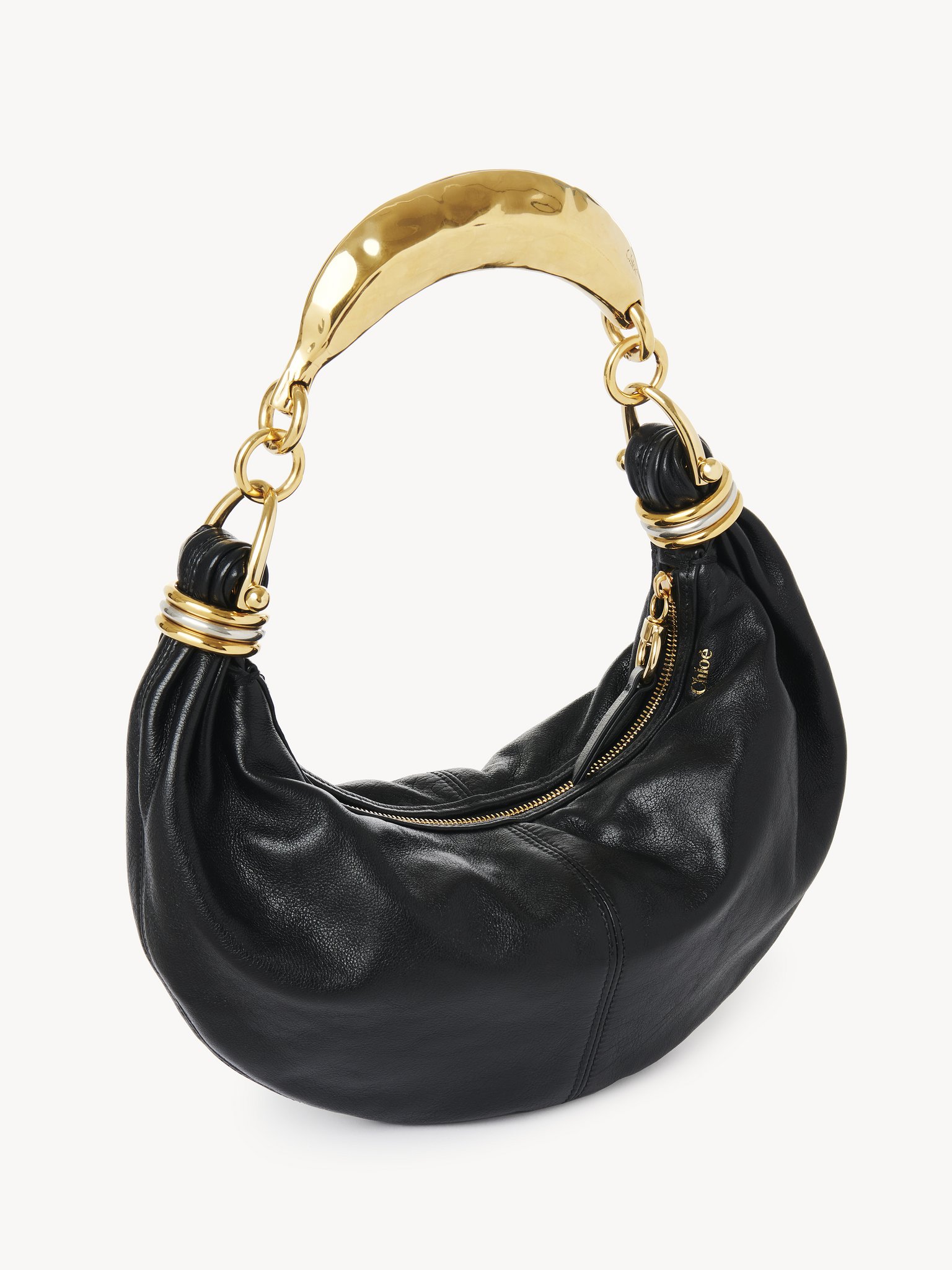 Small Bracelet hobo Bag in grained leather Grained buffalo leather
Black Product detail