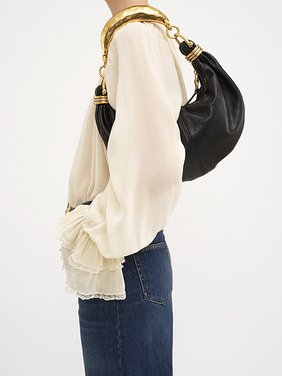 Small Bracelet hobo Bag in grained leather Grained buffalo leather
Black [*** acc_altImage_shotG ***]