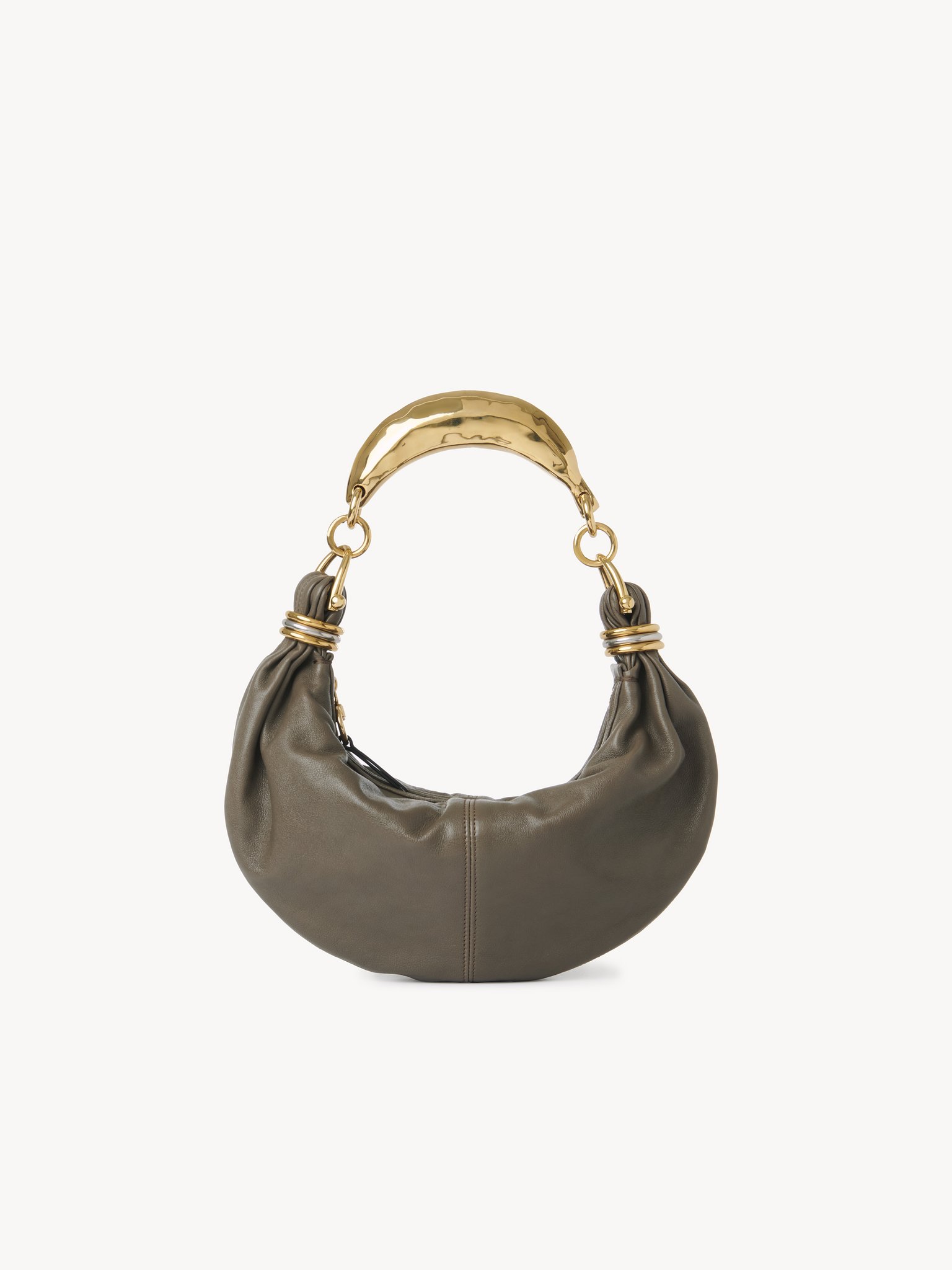 Small Bracelet Hobo Bag in grained leather Grained buffalo leather
Flannel Grey Top view of the product