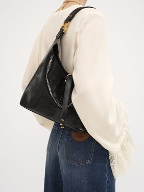 Small Marcie hobo bag in croco-effect leather Croco-effect calfskin
Black Back view of the product