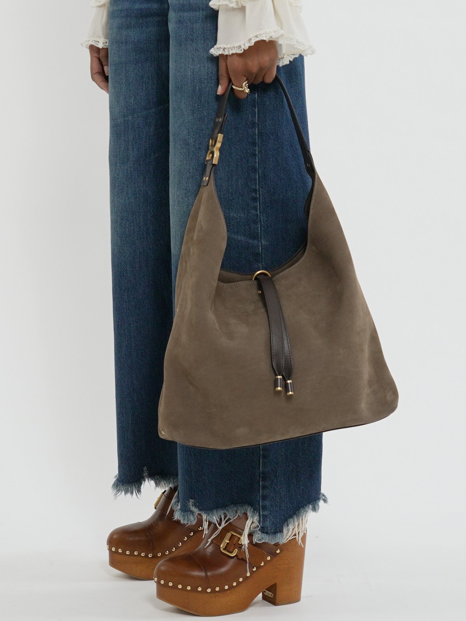 Marcie hobo bag in nubuck leather Nubuck calfskin
Flannel Grey [*** acc_altImage_shotV ***]