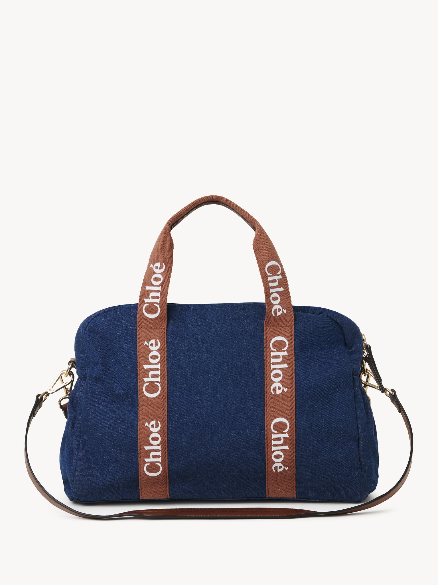 Changing bag Organic cotton
Denim Blue Front view of the product being worn