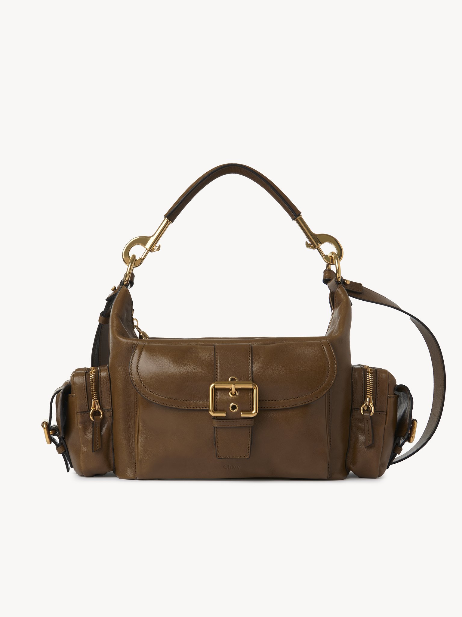 Camera bag in shiny leather Natural shiny buffalo leather
Dark Khaki