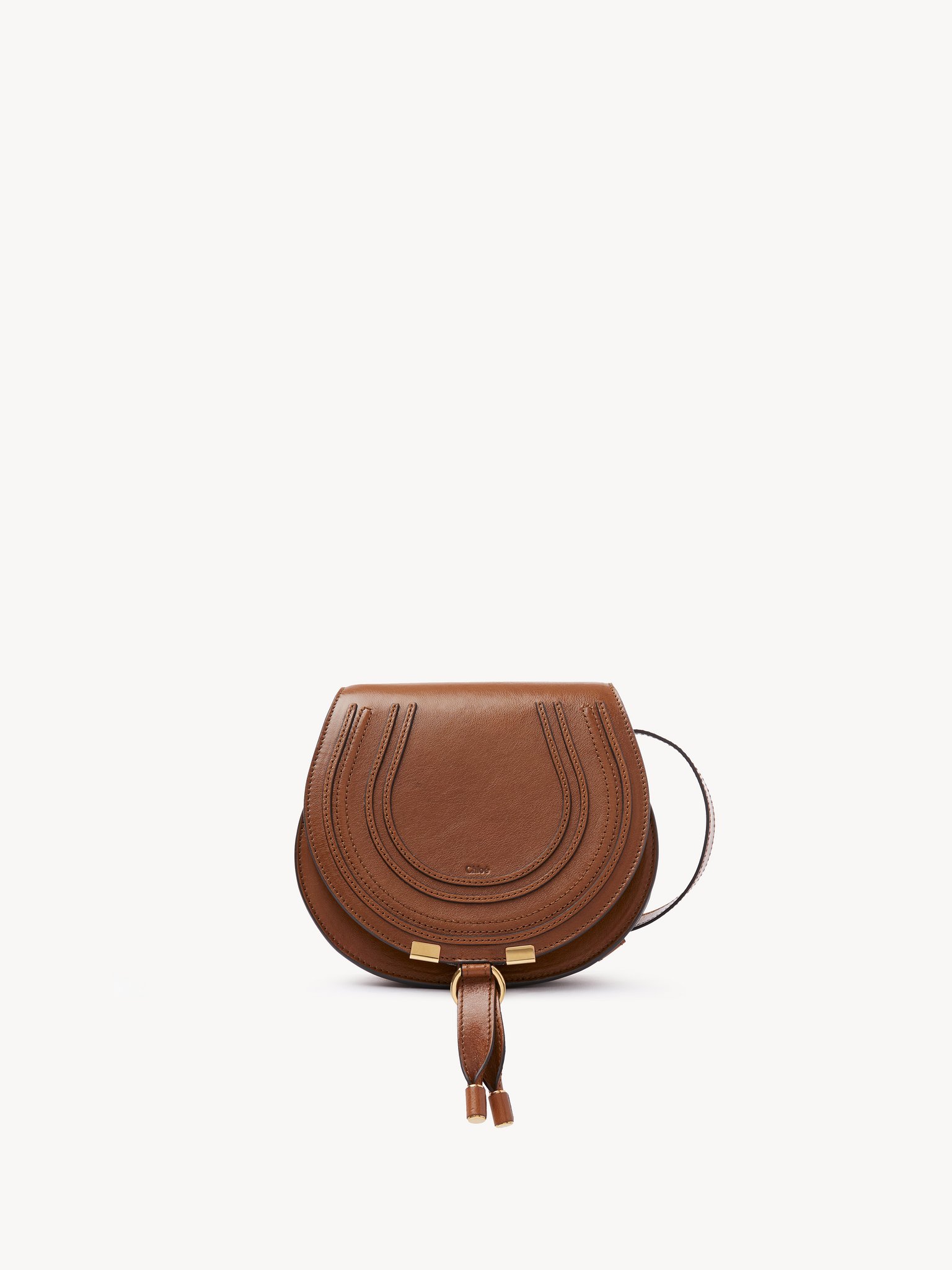 Borsa saddle Marcie piccola in pelle lucida Pelle di vitello lucida
Clay Brown