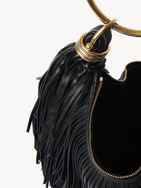 Small Bracelet Hobo bag in fringed leather Fringed buffalo leather with metal ornaments
Black 