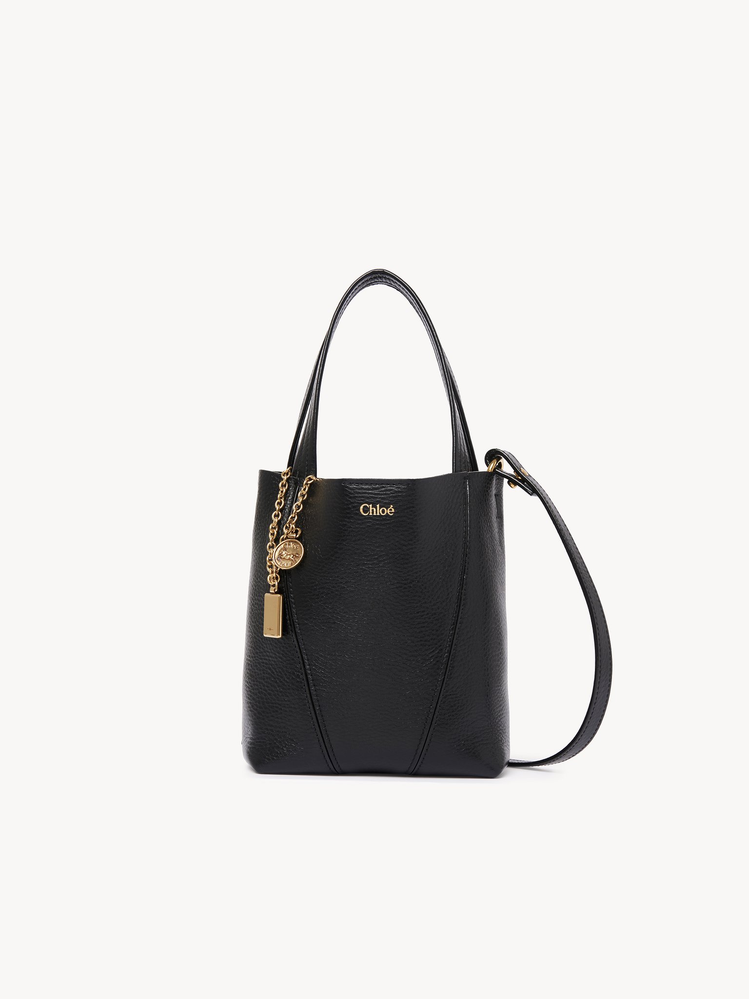 Small Chloé Spin tote bag in grained leather Shiny grained cowhide
Black