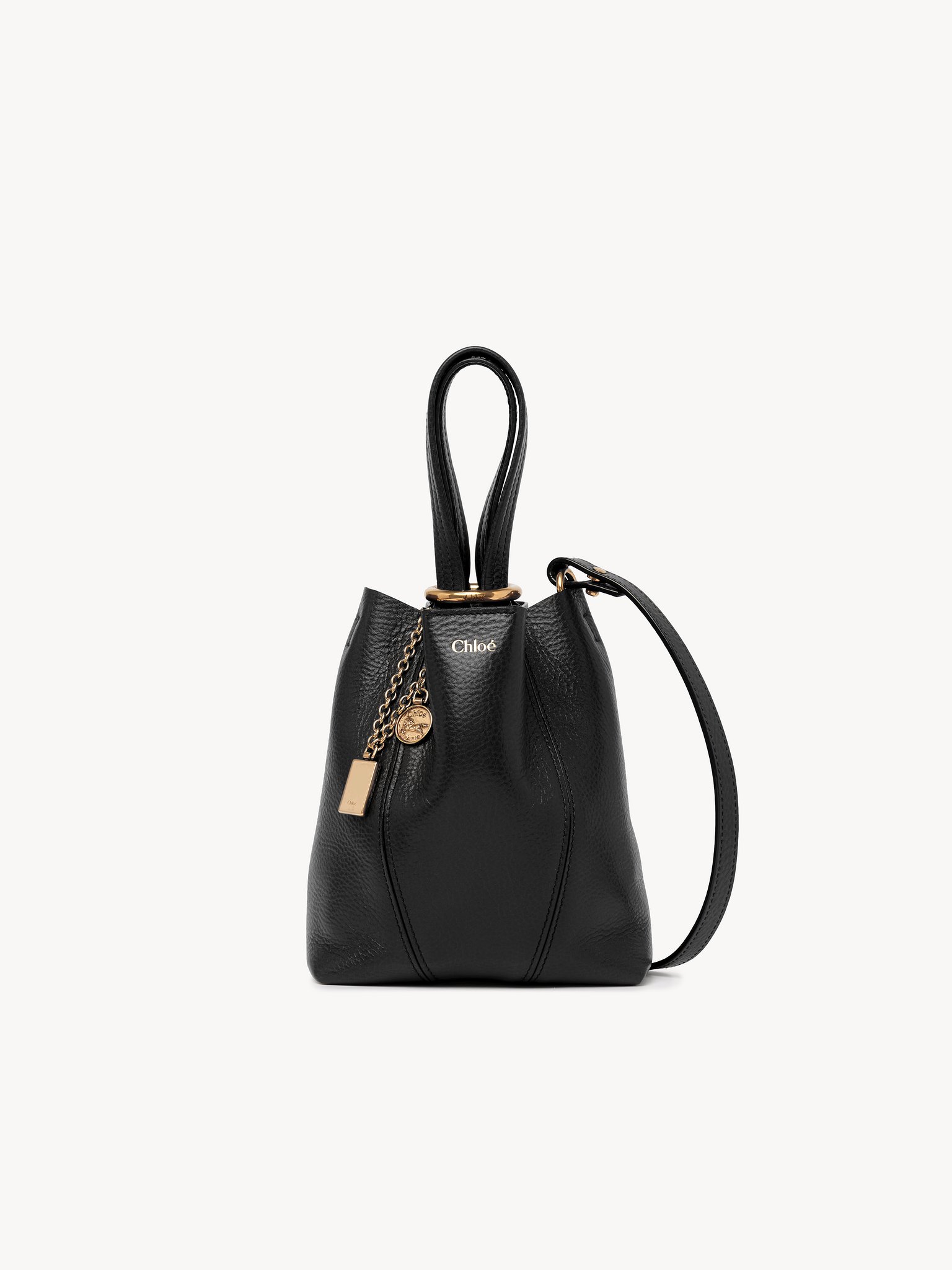 Small Chloé Spin tote bag in grained leather Shiny grained calfskin
Black Back view of the product