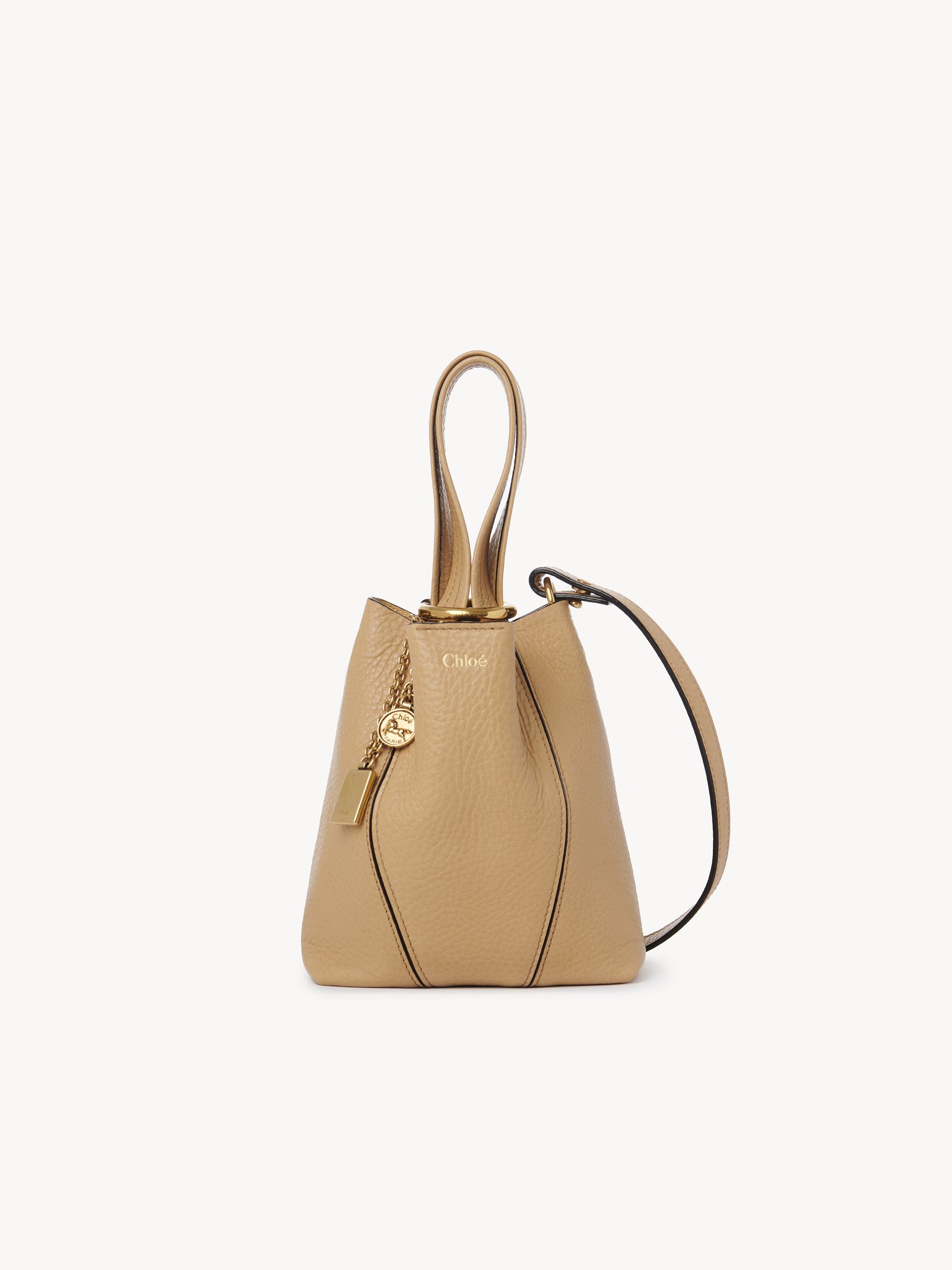 Small Chloé Spin tote bag in grained leather Shiny grained calfskin
Milky Brown Back view of the product