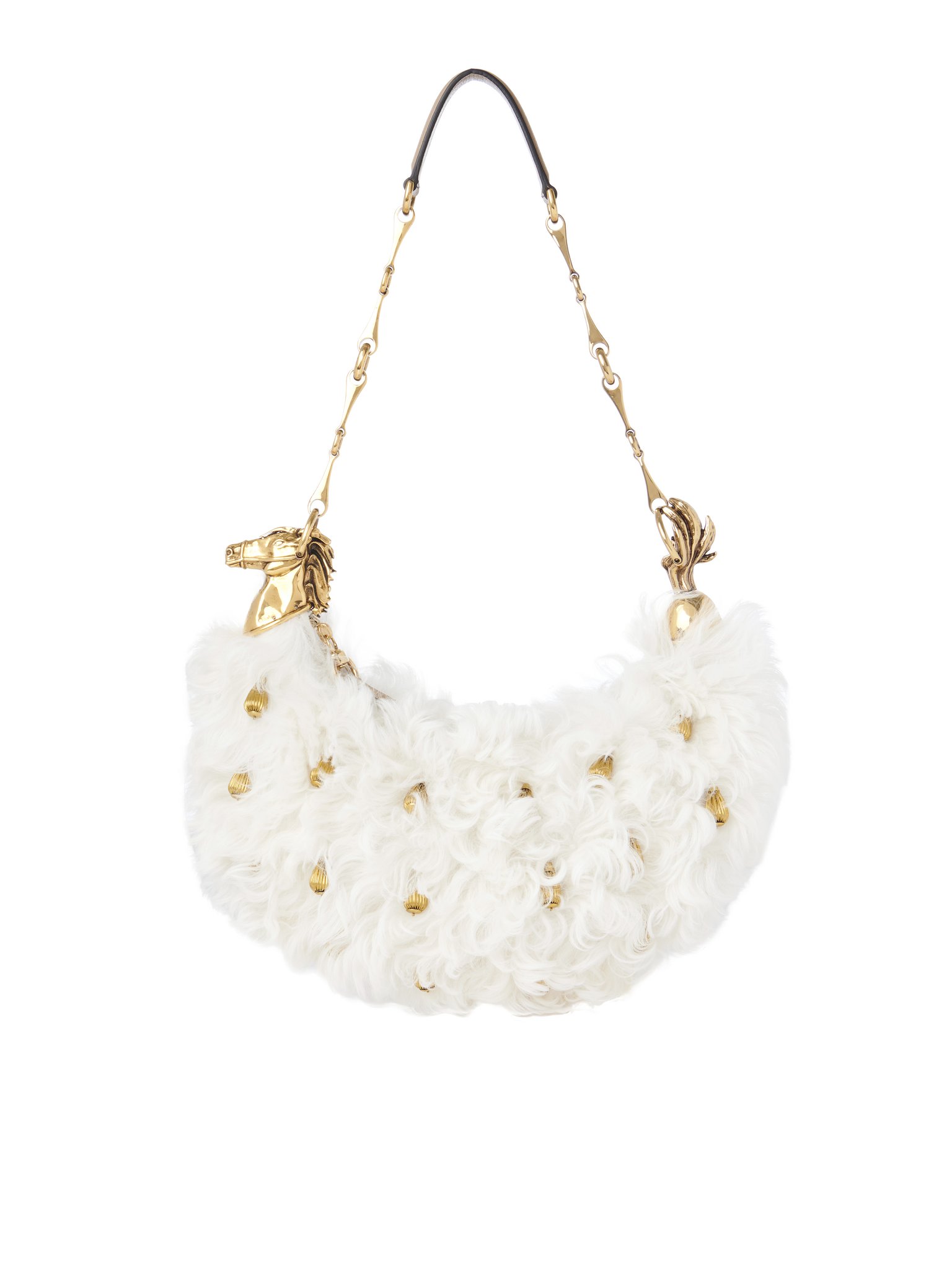 Chain Horse shoulder bag in shearling Shearling with metal ornaments
White Preview of the product in the shopping bag