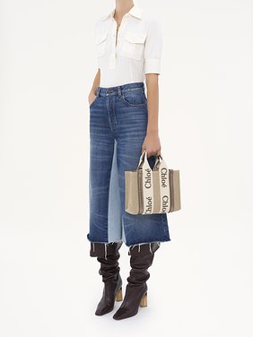 Small Woody tote bag in linen & leather Linen & metallized calfskin
Shiny Gray [*** acc_altImage_shotG ***]