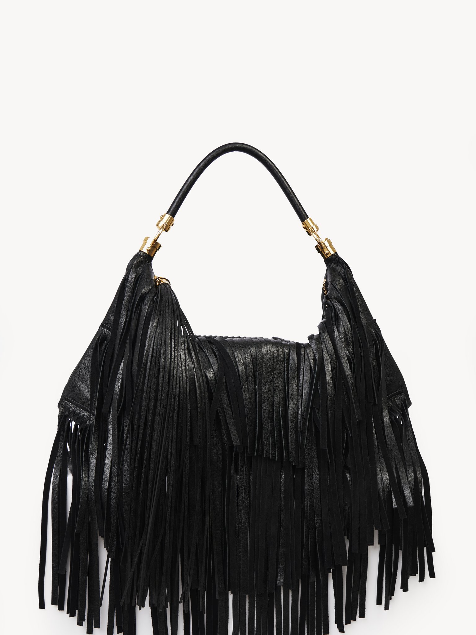 Chloé Foulard shoulder bag in fringed leather Fringed buffalo leather
Black