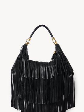 Chloé Foulard shoulder bag in fringed leather Fringed buffalo leather
Black 