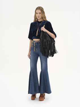 Chloé Foulard shoulder bag in fringed leather Fringed buffalo leather
Black [*** acc_altImage_shotG ***]