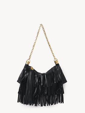 Small Chloé Foulard shoulder bag in fringed leather Fringed buffalo leather
Black