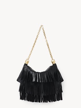 Small Chloé Foulard shoulder bag in fringed leather Fringed buffalo leather
Black Top view of the product