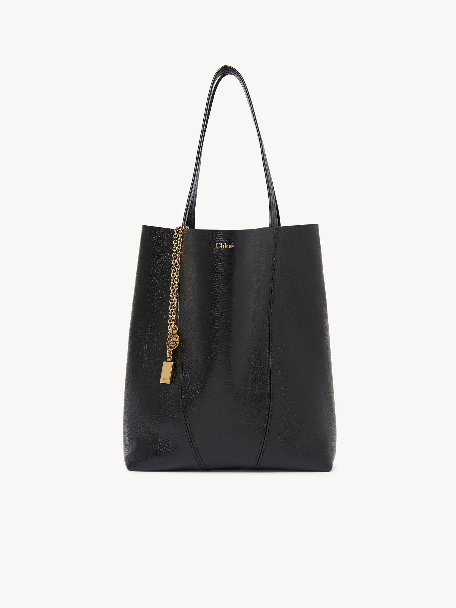 Chloé Spin tote bag in grained leather Shiny grained calfskin
Black