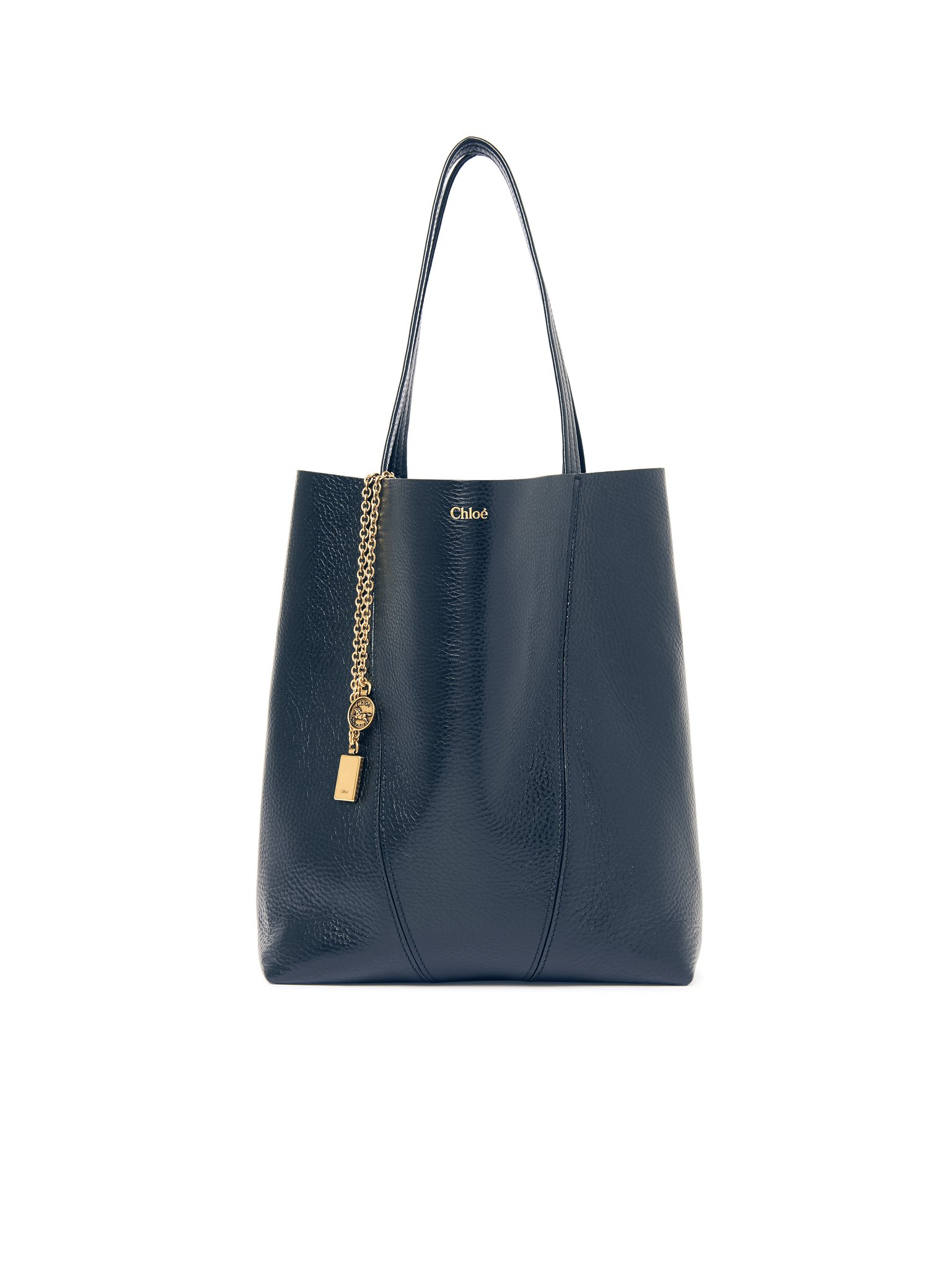 Chloé Spin tote bag in grained leather Shiny grained calfskin
Tapestry Blue 