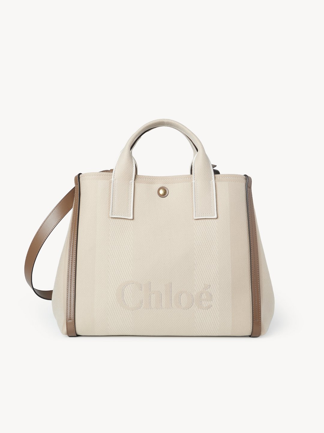 Chloe Jacquard Canvas Tote Bag 23N Vegetal Beige