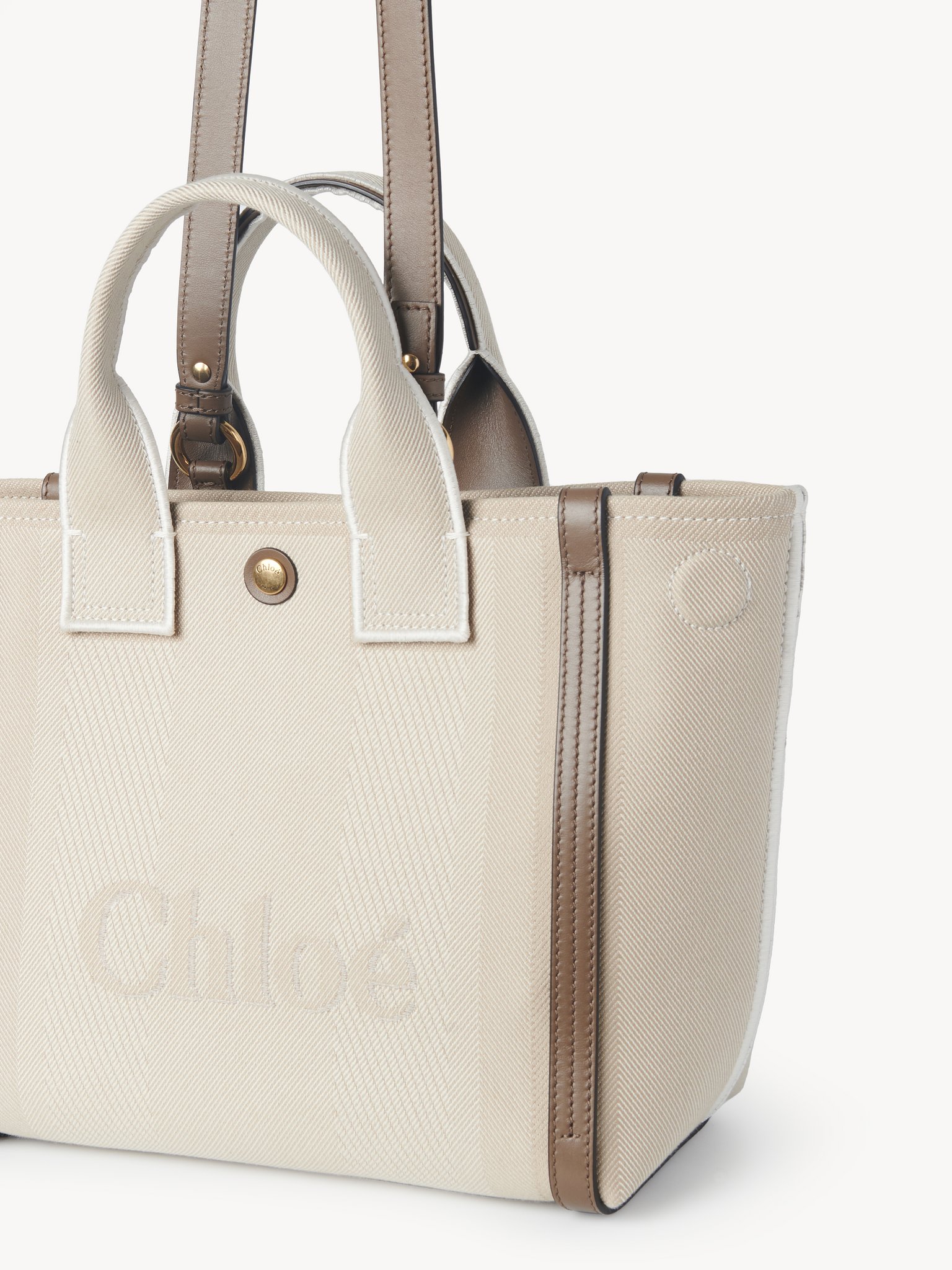 Small Chloé Carry tote bag in canvas Cotton canvas
Vegetal Beige Front view of the product being worn