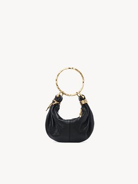 Mini Bracelet Hobo bag in grained leather Grained buffalo leather
Black