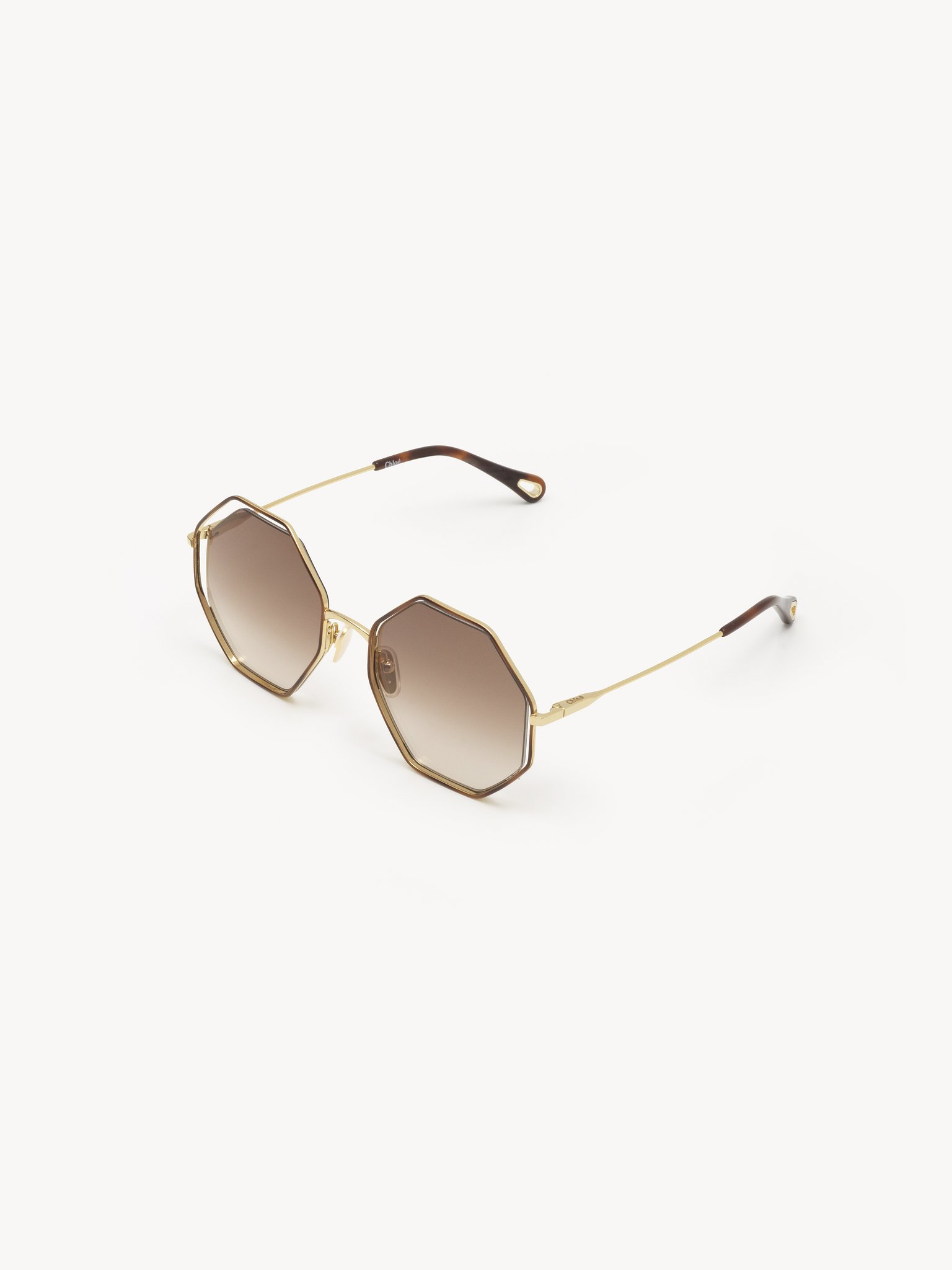 Poppy Petite sunglasses Gold metal & havana
Gradient brown lenses