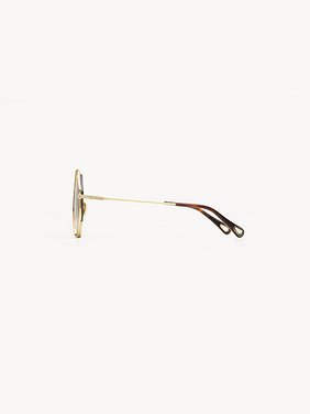 Poppy Petite sunglasses Gold metal & havana
Gradient brown lenses Back view of the product