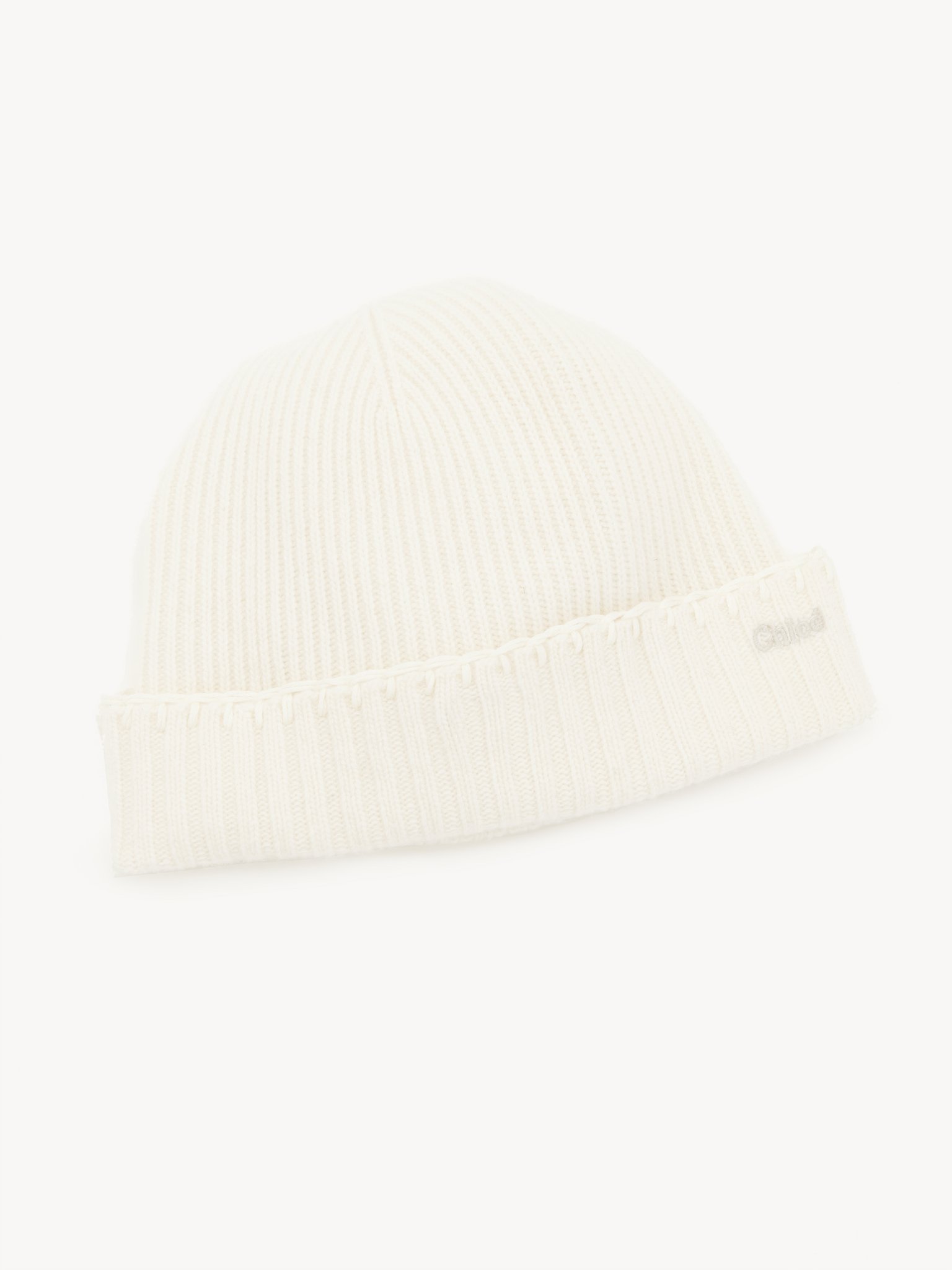 Beanie in superfine wool & cashmere Ribbed knit
Eden White