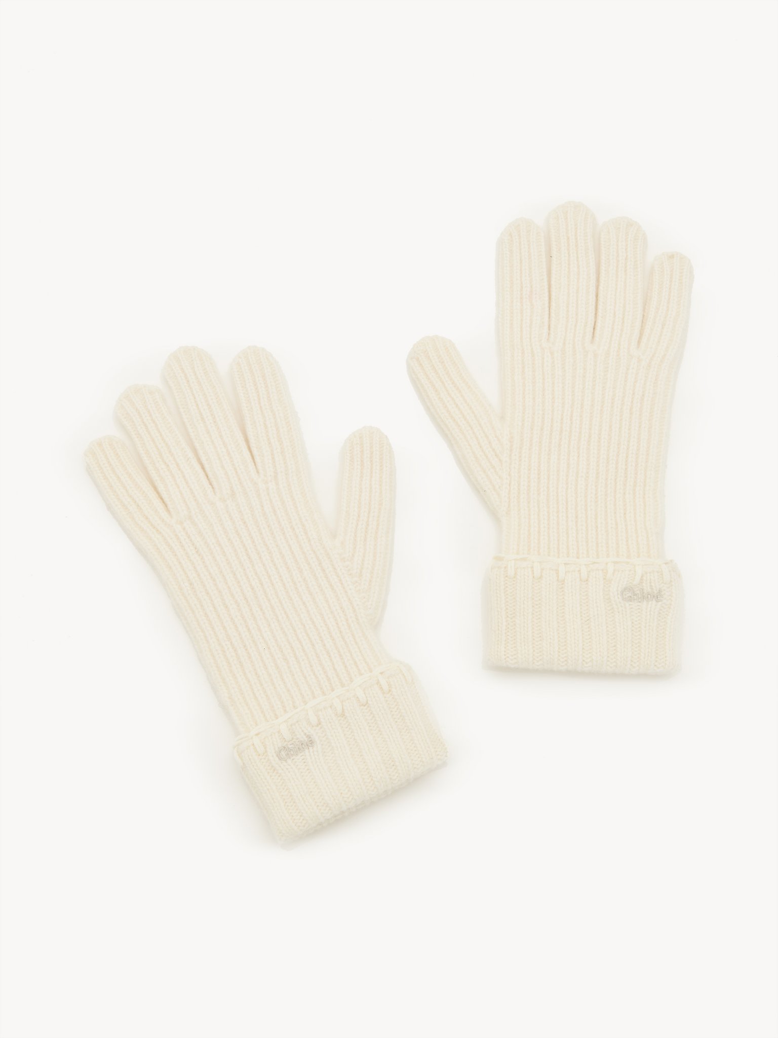 Gloves in superfine wool & cashmere Ribbed knit
Eden White