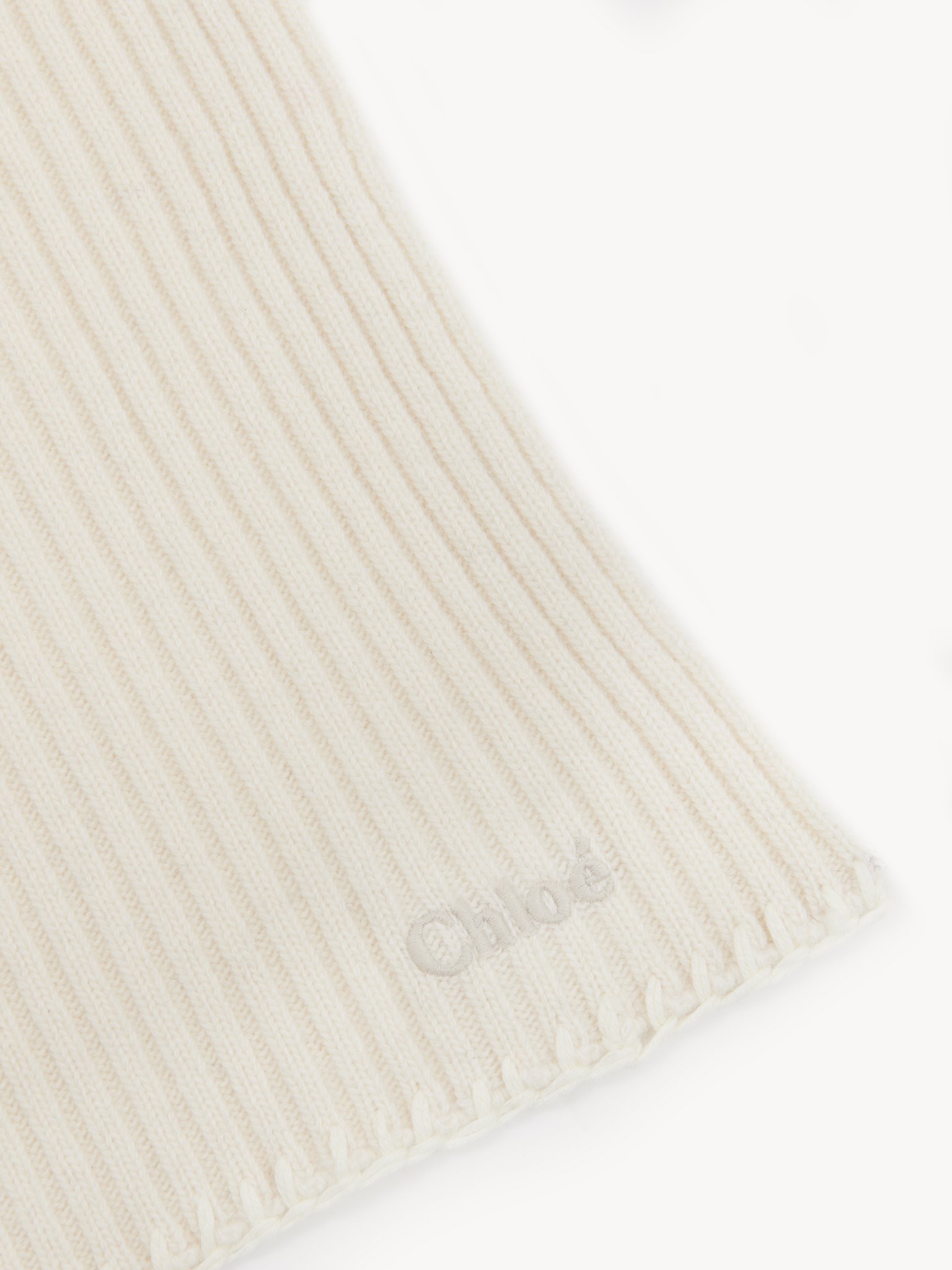 Scarf in superfine wool & cashmere Ribbed knit
Eden White