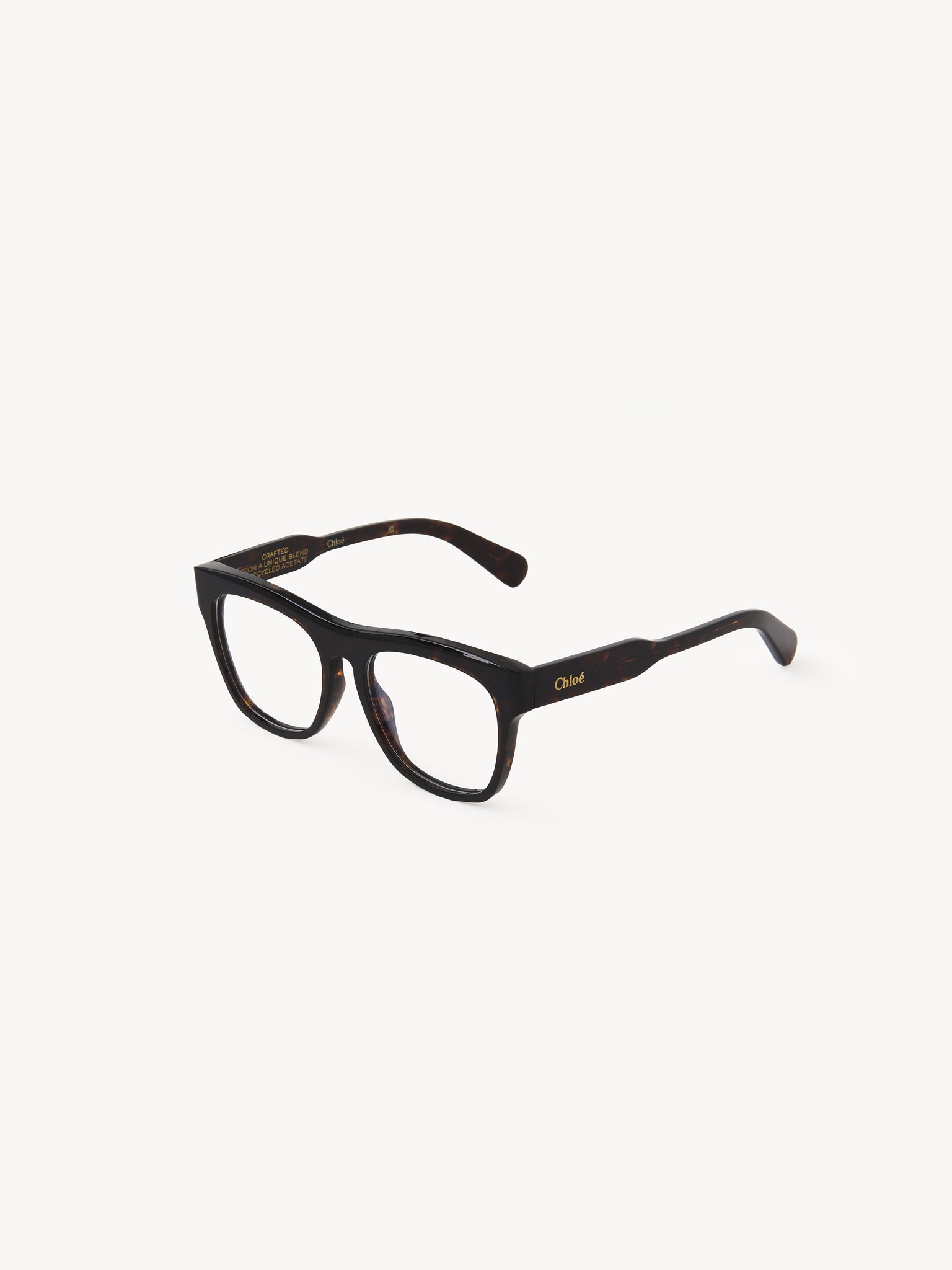 Gayia square eyeglasses Dark Havana recycled acetate & bio-based nylon
Transparent lenses