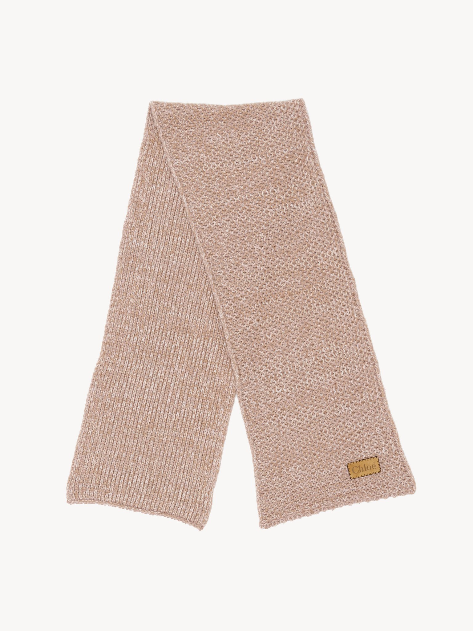 Chunky knit scarf in cashmere Recycled cashmere & wool knit
Beige & Pink