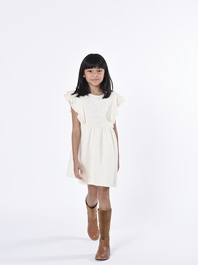 Embroidered dress Organic cotton twill
Off White