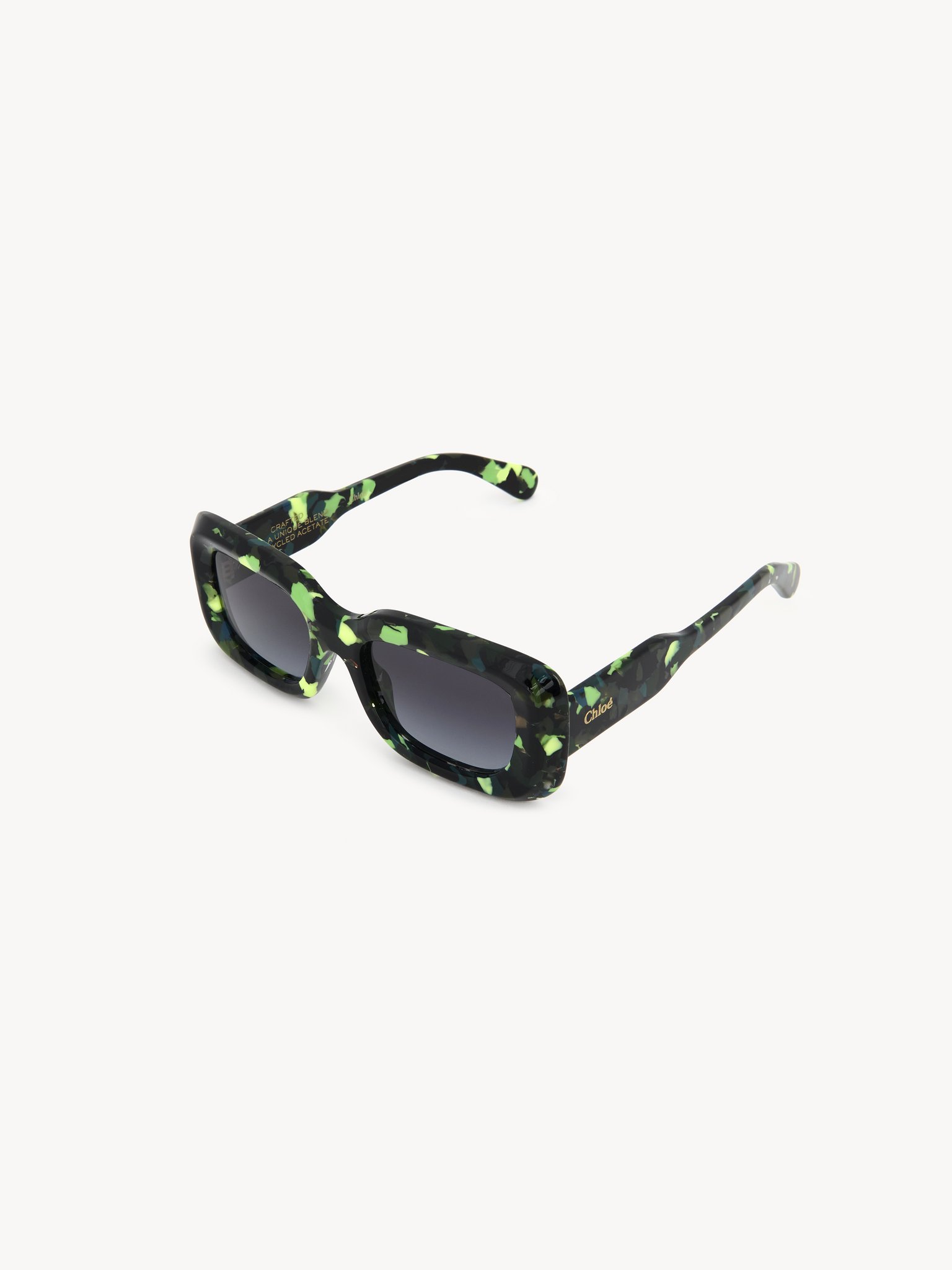 Gayia sunglasses Spotted Green/Black Havana recycled acetate & bio-based nylon
Gradient gray lenses