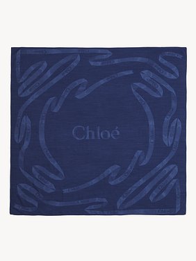 Square shawl in wool, silk & cashmere Ribbon jacquard
Denim Blue