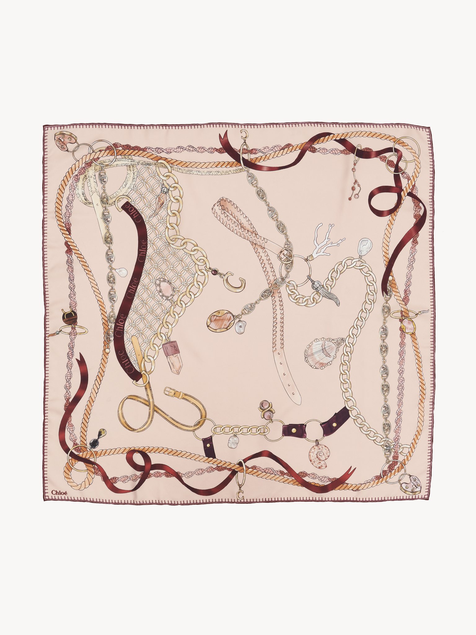 Square scarf in silk Chloé signature print on organic silk
Smoky Rose