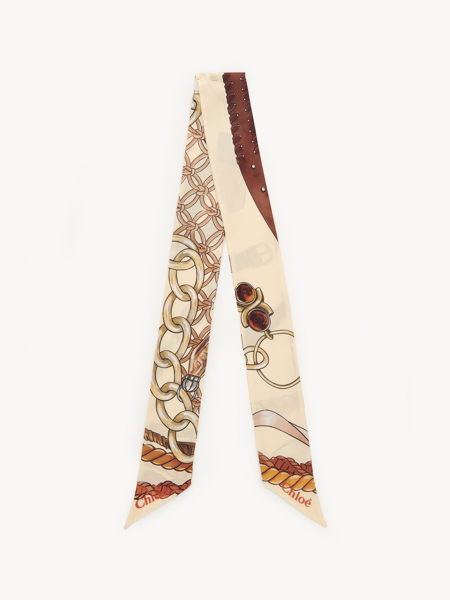 Bandeau scarf in silk Chloé signature print on organic silk
Quiet Beige