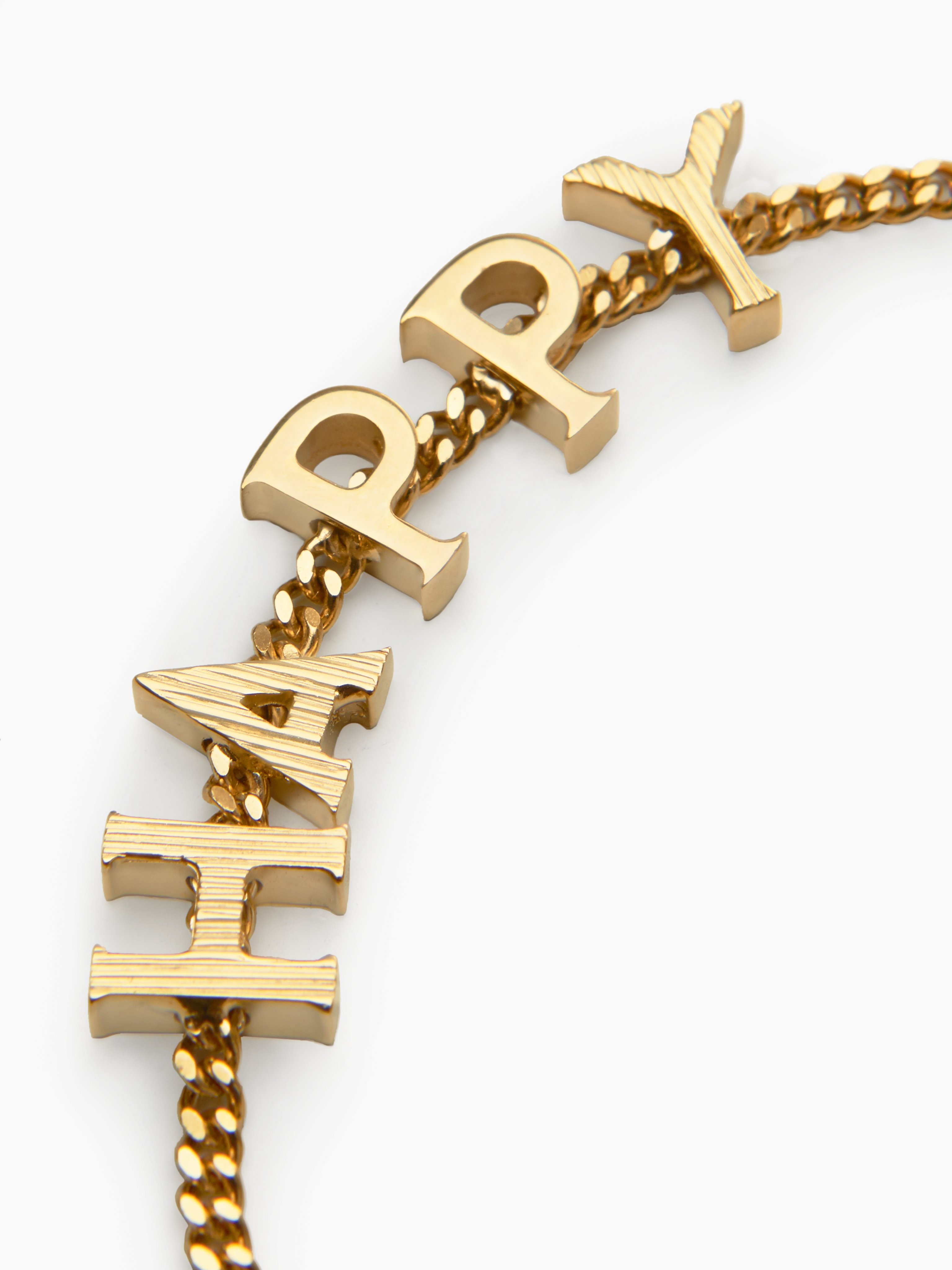 Chloé Playful Brass Chain Message Bracelet With The Letters Happy