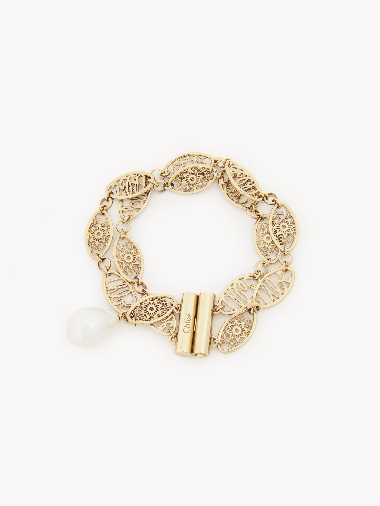 Darcey lace bracelet Brass & cultured freshwater pearl
Gold