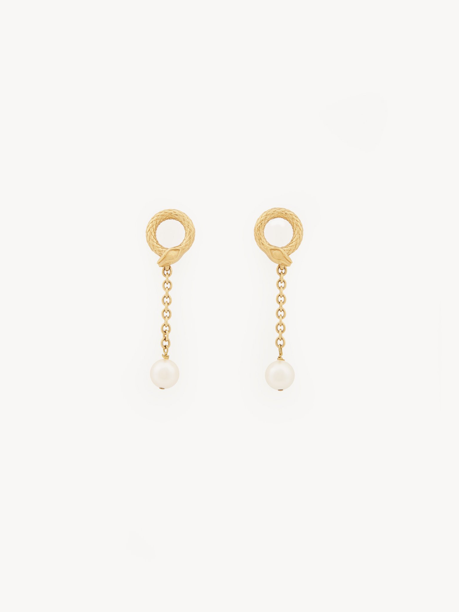 The Chloé Snake earrings Brass & synthetic pearls
Vintage Gold