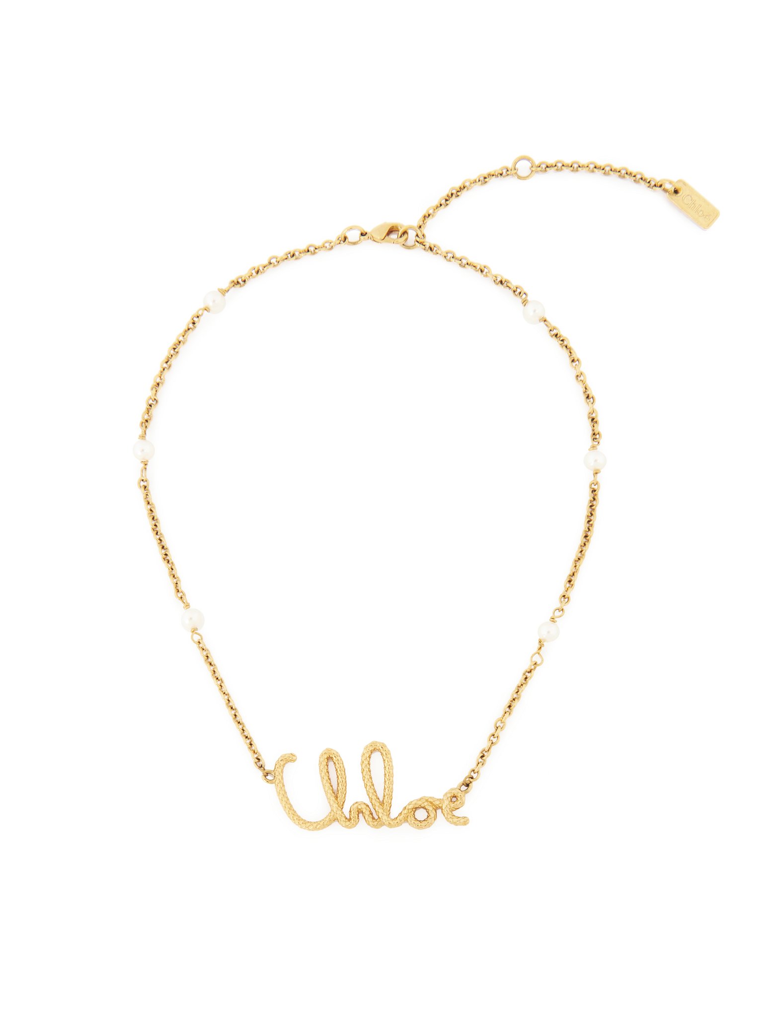 The Chloé Snake necklace Brass & synthetic pearls
Vintage Gold Preview of the product in the shopping bag