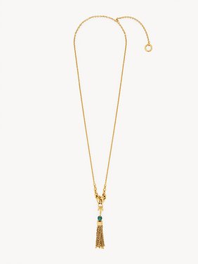 The Chloé Pompoms necklace Brass & crystal glass
Vintage Gold