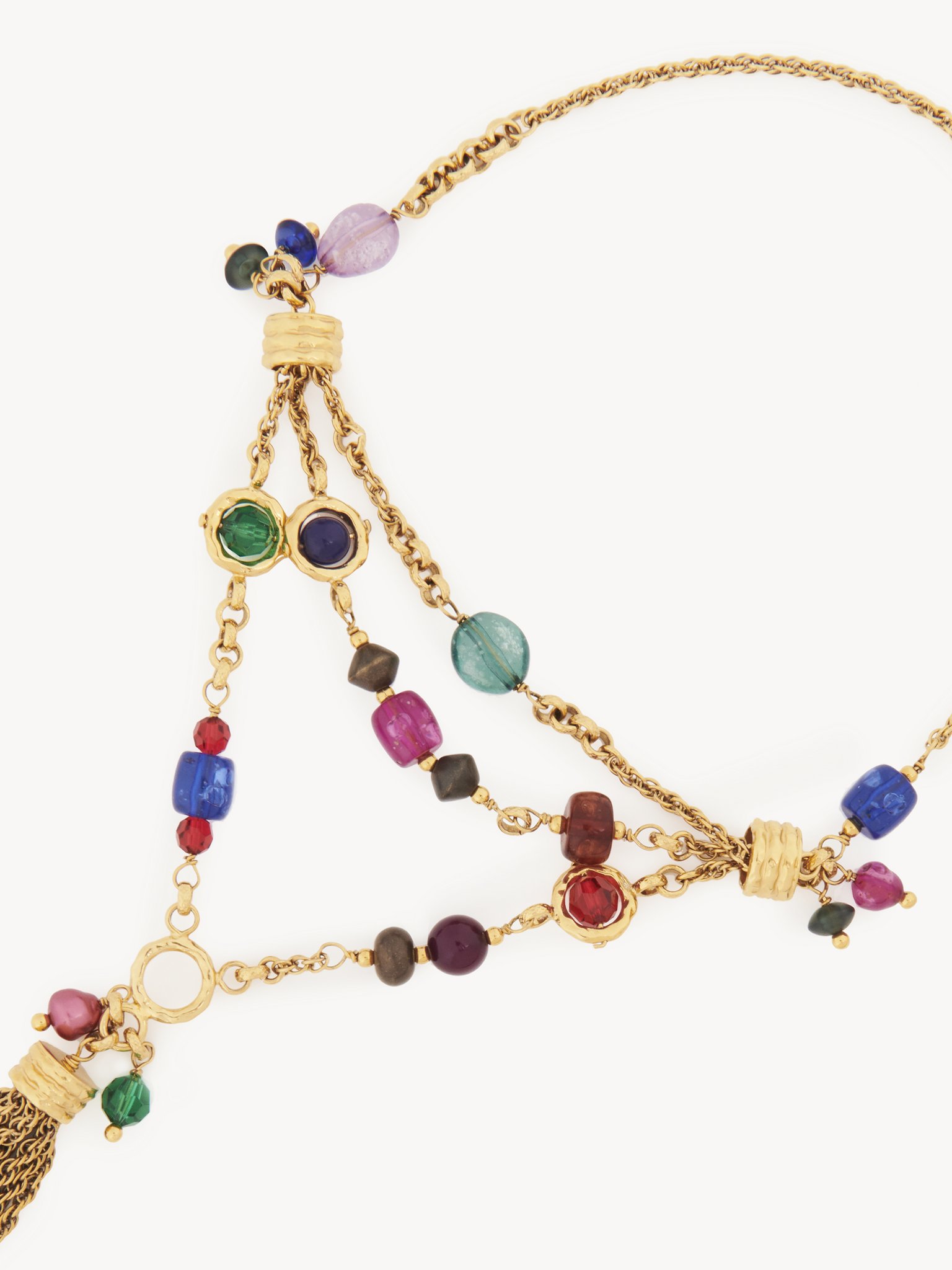 The Chloé Pompoms necklace Brass, synthetic pearls & crystal glass
Vintage Gold Product detail