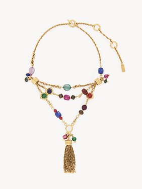 The Chloé Pompoms necklace Brass, synthetic pearls & crystal glass
Vintage Gold