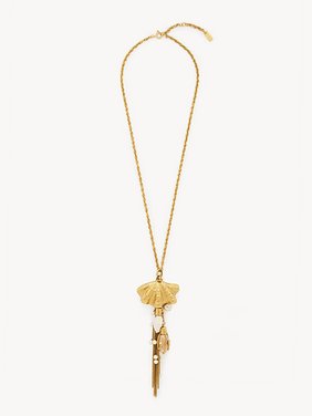 The Chloé Shells pendant necklace Brass, synthetic pearls, resin & shell
Vintage Gold