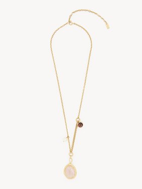 The Chloé Senses pendant necklace Brass, rose quartz, red tiger's eye & synthetic pearl
Pink & Red