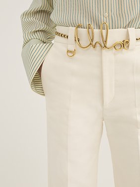 Tailored trousers in brushed cotton Organic brushed cotton
Coconut Milk Front view of the product being worn