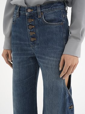 Cropped cut-out scallop jeans in denim Organic cotton denim
Night Blue 