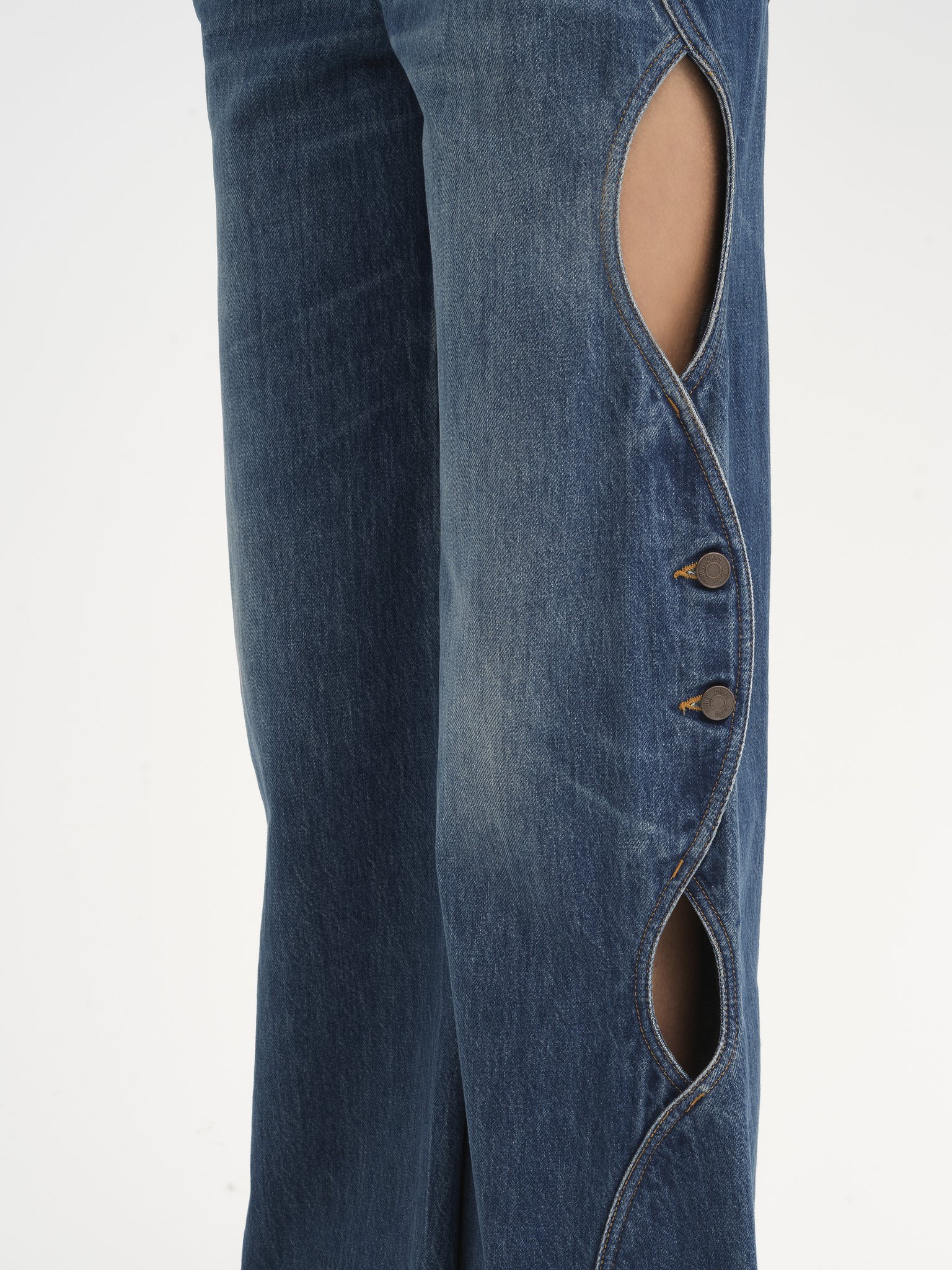 Cropped cut-out scallop jeans in denim Organic cotton denim
Night Blue 